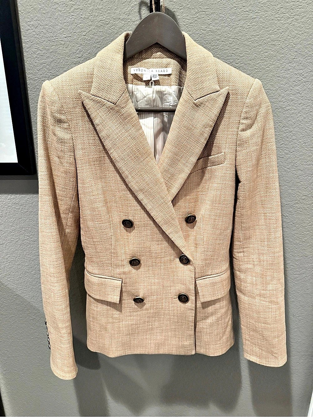 Veronica Beard Miller Tweed Dickey Jacket Beige Size 0